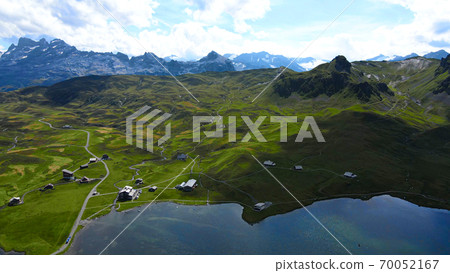 Amazing nature of the Swiss Alps - the Melchsee Frutt district in Switzerland from above 70052167