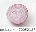 Round slices and cross sections of red onions. Close-up shooting. High angle Round slices and cross sections of red onions. Close-up shooting. High angle 70052187