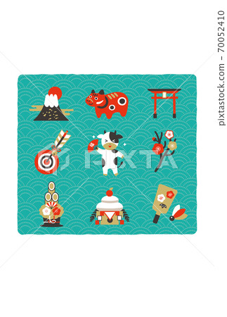 2021 New Year's card design Ox year New Year's card of lucky charm 70052410