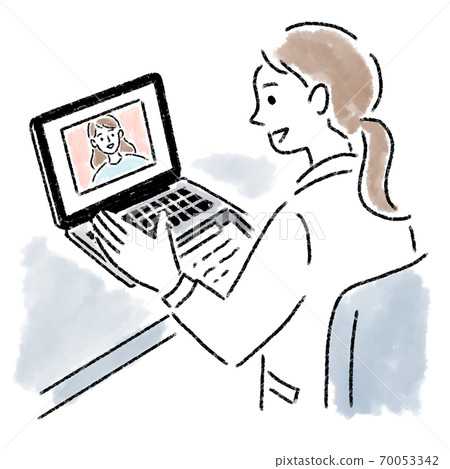 在線體檢在線體檢女醫生女水彩畫手繪 70053342