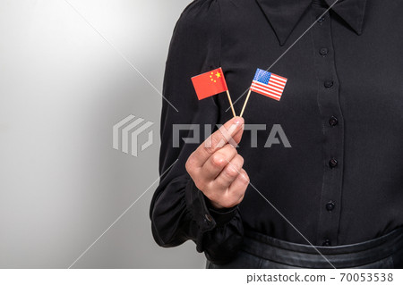 United States and chinese flag. Economic and political relations. Import export and trade war United States and chinese flag. Economic and political relations. Import export and trade war 70053538