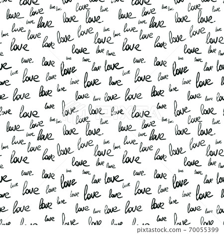 Seamless Pattern With The Word Love Written In Black And Red