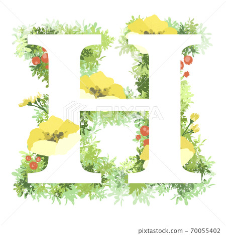 時尚花插畫英文字體H 70055402