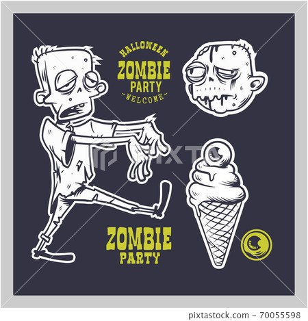 Halloween Party Design template with cartoon zombie Halloween Party Design template with cartoon zombie 70055598