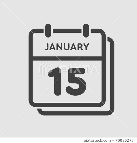Icon day date 15 January, template calendar page 70056275