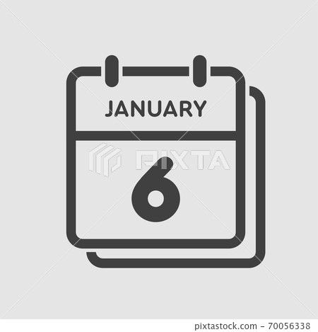 Icon day date 6 January, template calendar page Icon day date 6 January, template calendar page 70056338