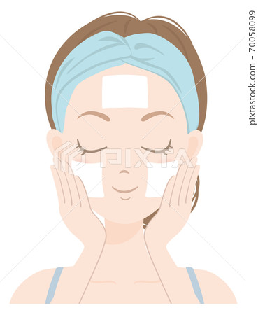 Women's skin care A_06 Women wearing cotton packs Women's skin care A_06 Women wearing cotton packs 70058099