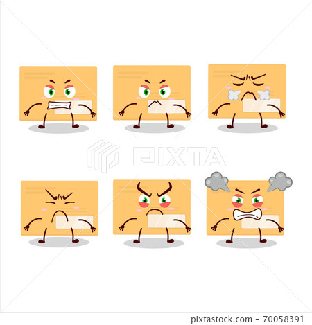 Brown rectangle envelope cartoon character with various angry expressions Brown rectangle envelope cartoon character with various angry expressions 70058391