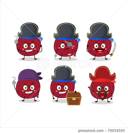Cartoon character of slice of beet root with various pirates emoticons 70058505