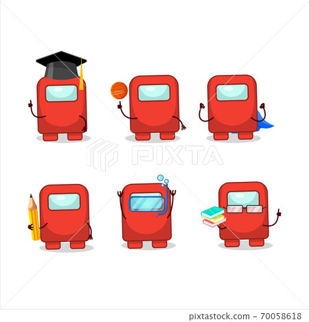School student of among us red cartoon character with various expressions School student of among us red cartoon character with various expressions 70058618