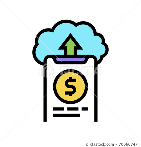 sending money electronic cloud color icon vector illustration 70060747