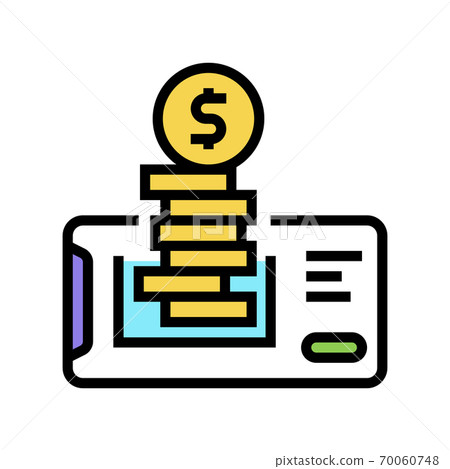 electronic money phone application color icon vector illustration 70060748
