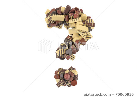 Question mark from chocolate candies. 3D rendering Question mark from chocolate candies. 3D rendering 70060936
