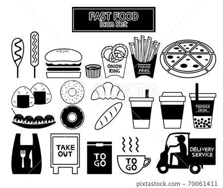 Fast food takeaway vector illustration hamburger potato pizza 70061411