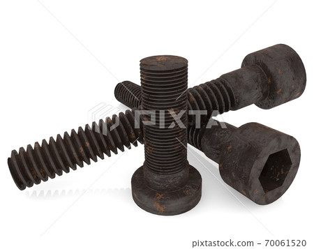 Various sizes of rusty metal screws 70061520
