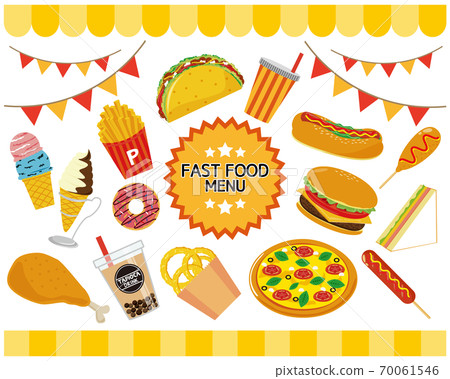 Vector illustration of fast food menu hamburger french fries hot dog 70061546