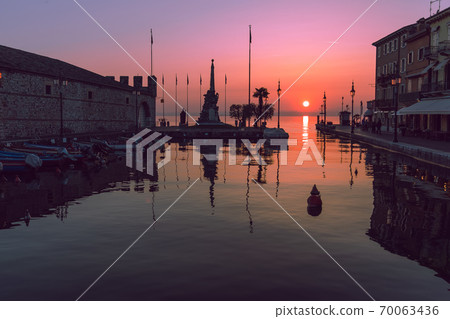 lazise city at sunset - Lombardy, Italy 70063436