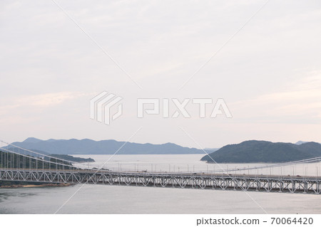 Evening view of Seto Ohashi Bridge, Okayama Prefecture 70064420