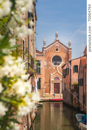 Canal with Church Madonna dell'Orto in Cannaregio district of Venice, Italy 70064764