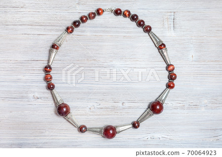 top view of handcrafted necklace from agate balls 70064923