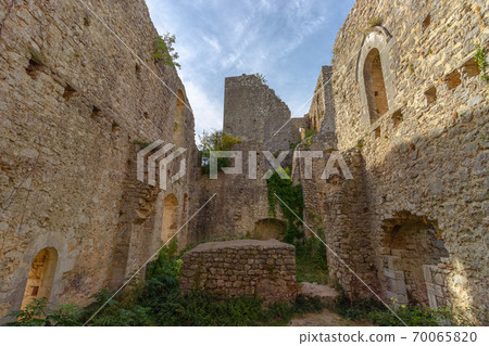 The ruins of the abandoned castle (Rocca di Piediluco). Umbria, italy 70065820