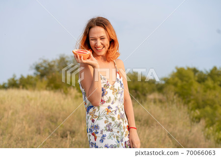 Fruit picnic with friends in the field 70066063