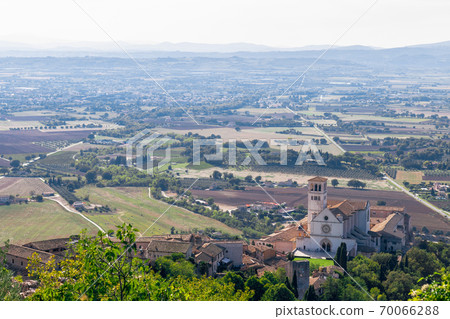 Panoramic view of the Cathedral of Saint Francis from Assisi (Basilica San Francesco di Assisi) Panoramic view of the Cathedral of Saint Francis from Assisi (Basilica San Francesco di Assisi) 70066288