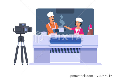 Television cooking show. Cartoon entertainment... - Stock Illustration  [70066916] - PIXTA