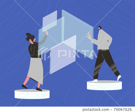 People with vr glasses. Vector virtual reality set People with vr glasses. Vector virtual reality set 70067826