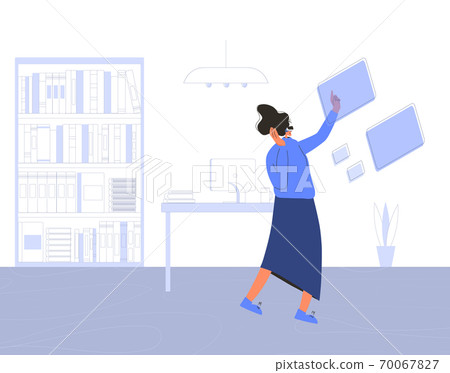 People with vr glasses. Vector virtual reality set 70067827