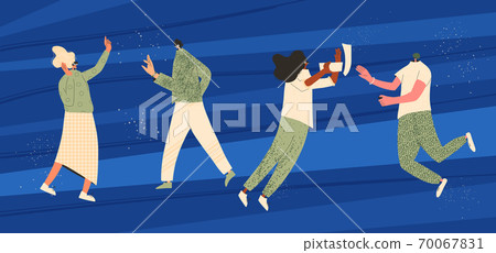 People with vr glasses. Vector virtual reality set People with vr glasses. Vector virtual reality set 70067831