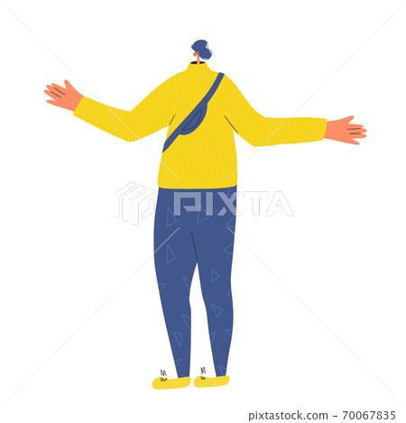 Pensive man. Tnink about some things Vector people 70067835