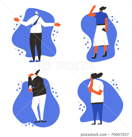 Pensive man. Tnink about some things Vector people 70067837