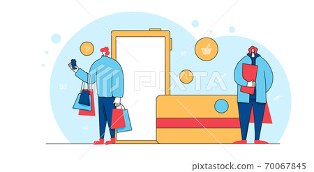 Online shop. Smm concept. Vector sale scene. Online shop. Smm concept. Vector sale scene. 70067845