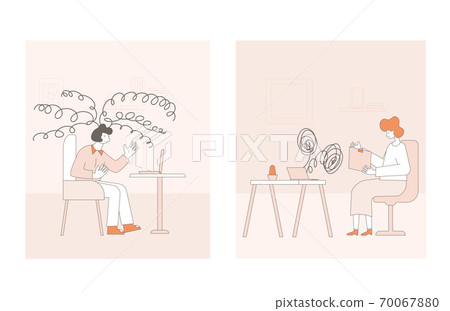 Online stress therapy scene. Color vector flat. 70067880
