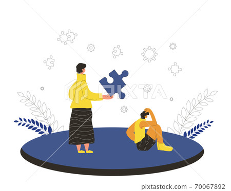 Mental disorder. Vector person with bad mood. 70067892