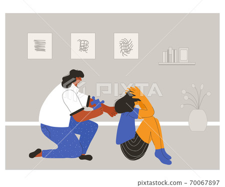 Mental disorder. Vector person with bad mood. 70067897