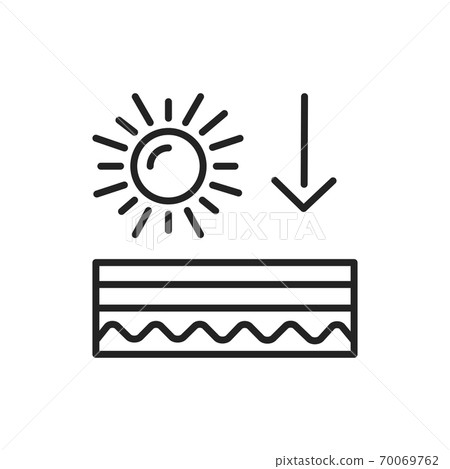 Uvb and uva influence black line icon. Skin layer.  70069762