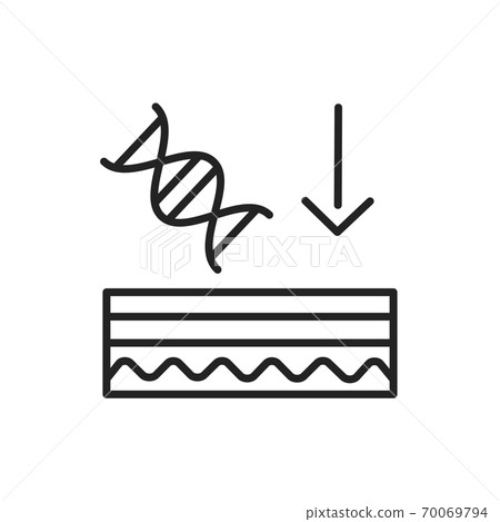 Skin genetics black line icon. Skin layer. Skin genetics black line icon. Skin layer. 70069794
