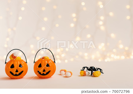 Halloween pumpkins with spider 70072796