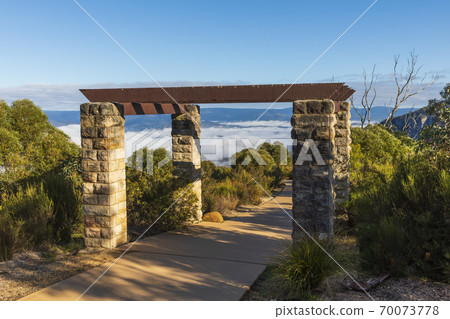 Low level clouds in the Jamison Valley near Katoomba in The Blue Mountains in Australia 70073778