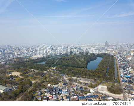 柿子，舊城墳墓組Nintoku皇帝Rui老墳塚鳥瞰圖 70074394