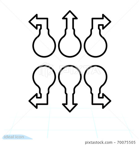 Modern high-tech bulb with an arrow. Light bulb arrows. Innovation business marketing concept 70075505