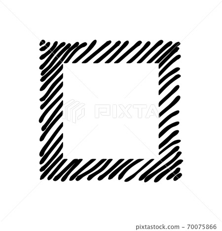 Scribble hatching along rim frame square. Hand drawn. Sketches shaded and hatched badges and stroke. 70075866