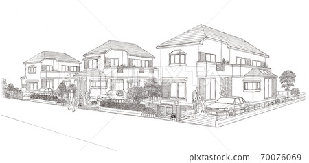 Residential Perth rough line art Residential Perth rough line art 70076069