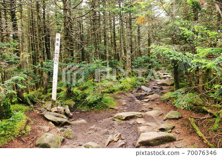 Northern Yatsugatake in early autumn, a vertical route from "Nyu" to Nakayama, the summit of Nakayama 70076346