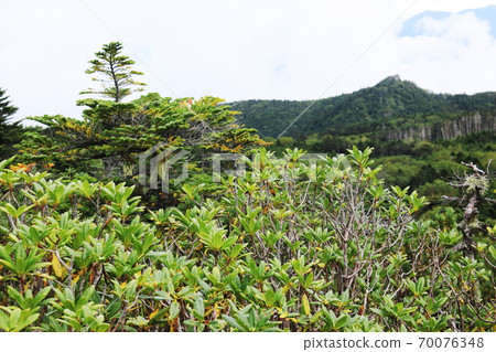 View of the summit of "Nyu" from the Nakayama vertical runway in Kita-Yatsugatake in early autumn 70076348