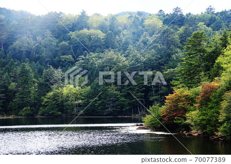 Northern Yatsugatake in early autumn, scenery with Shirakoma Pond 70077389