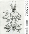 Pig (transparent watercolor, drawing paper) 70077922