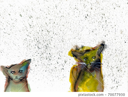 Cat (transparent watercolor, ink) 70077930